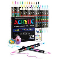 ACRYLSTIFTE Set 24 Stifte mit App Doppelspitze - Multicolor, Kunststoff (1/1/14cm)