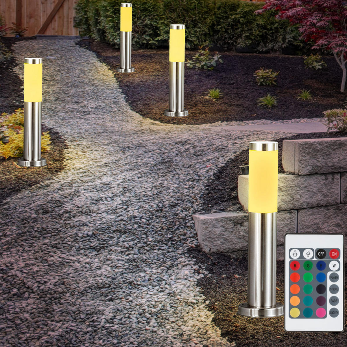 LED WEGELEUCHTE Edelstahl Silber - Silberfarben, Kunststoff (7.6/7.6/45cm) - Globo Lighting
