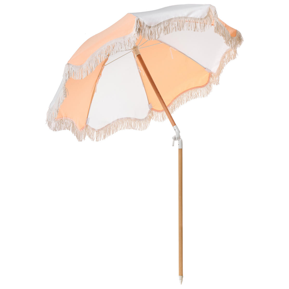 SLUNEČNÍK 155 cm Oranžový Mondello - bílá/pomerančová, dřevo (155/155cm) - Beliani