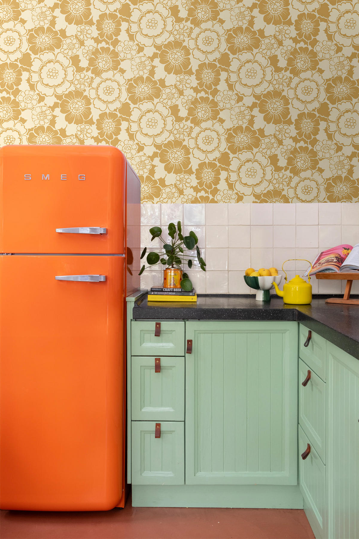 TAPETE Retro Blumen 50 x 900 cm - Gelb, Papier (50/900cm) - ESTAhome