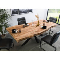 BAUMTISCH Sheesham 180x90x77 natur sandgestrahlt / Kreuzgestell anthrazit glänzend FREEFORM 5 - Braun, Holz (180/90/77cm) - Massivmoebel24