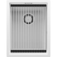 SPÜLBECKEN Praga Slim, 2-er set Weiß 36/47 cm 1 Becken + Ablauf-Set + Aufrollbare Abtropffläche ab 40er Unterschrank - Chromfarben/Weiß, Kunststoff (36/20/47cm) - Primagran