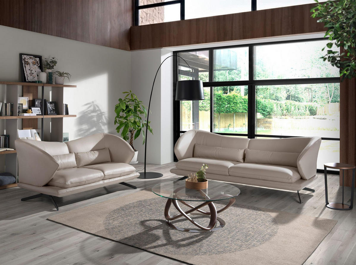 SOFA 3-sitzer ledersofa in taupe grau leder 230/90/85 cm - Dunkelgrau/Schwarz, Leder (230/85/90cm) - ANGEL CERDA
