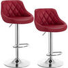 BARHOCKER 2er Set, Kunstleder,Höhenverstellbar, 360° Drehbar - Bordeaux, Metall (47/104/39cm) - Woltu