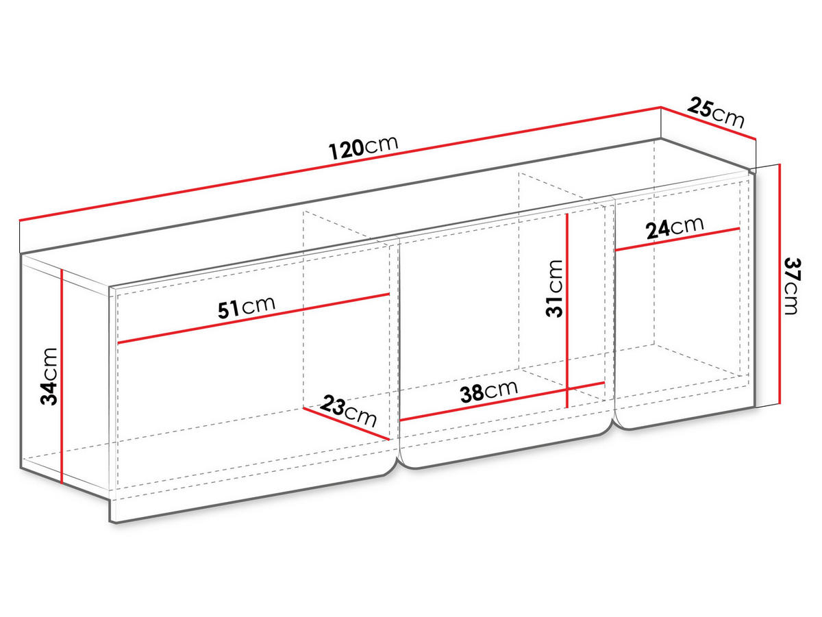 HÄNGESCHRANK Luca LC12 - Sandfarben, Holzwerkstoff (120/37/25cm) - MIRJAN24