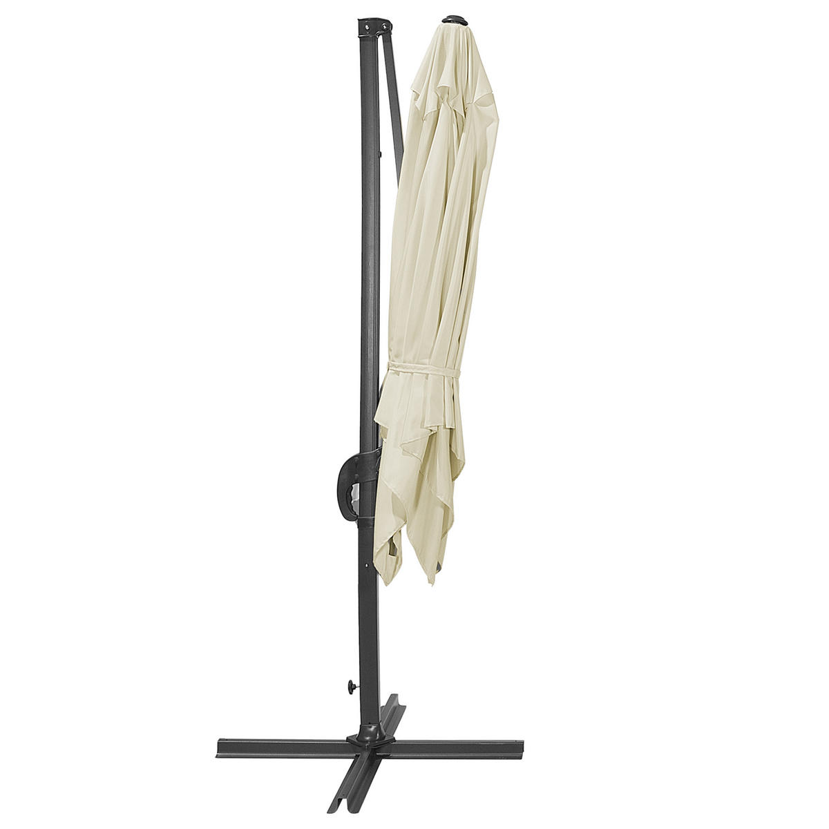AMPELSCHIRM helles beige/dunkelgrau 250/250/235 cm Monza - Beige/Schwarz, Textil (250/250cm) - Beliani