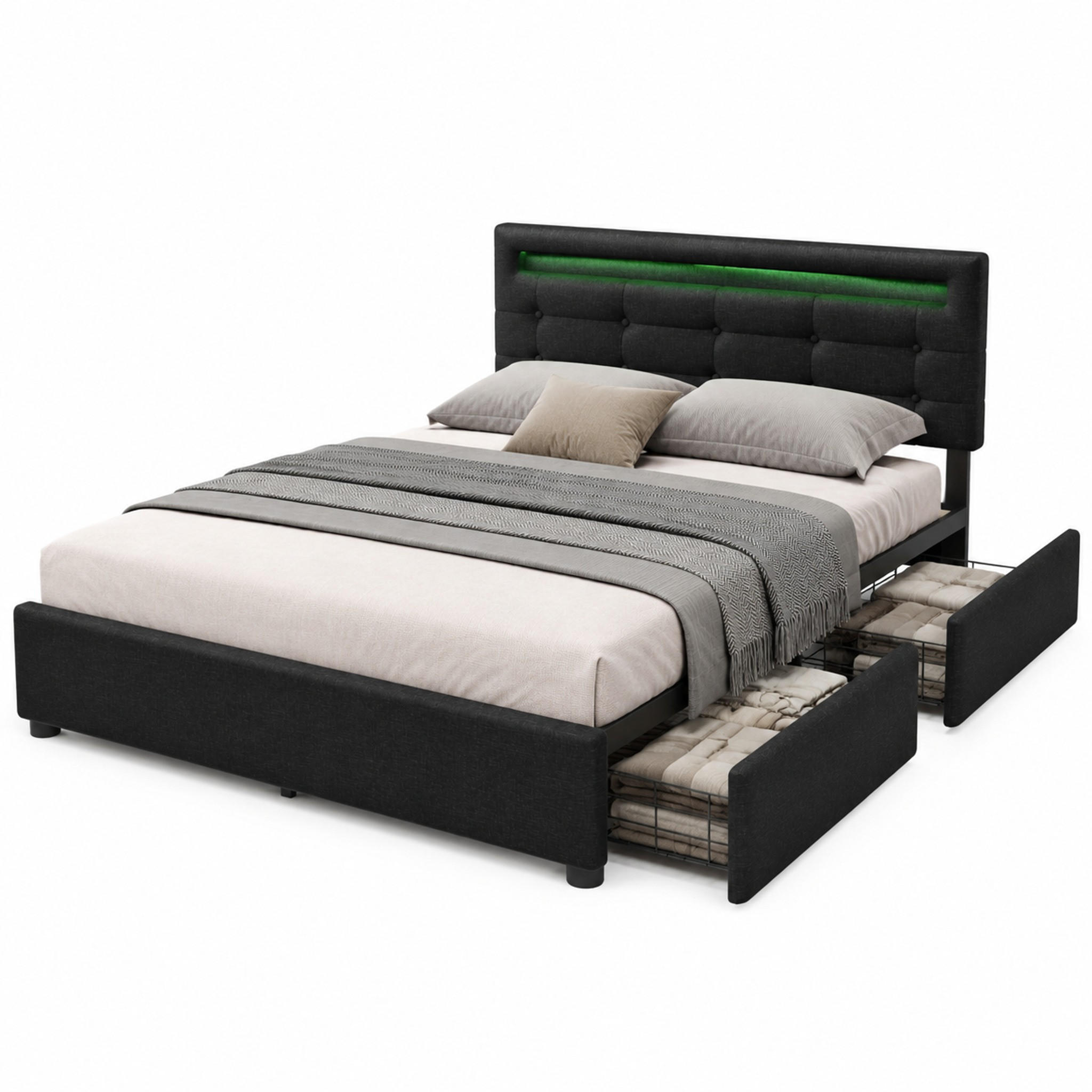 Beauniv Bett Schwarz 140x200 cm