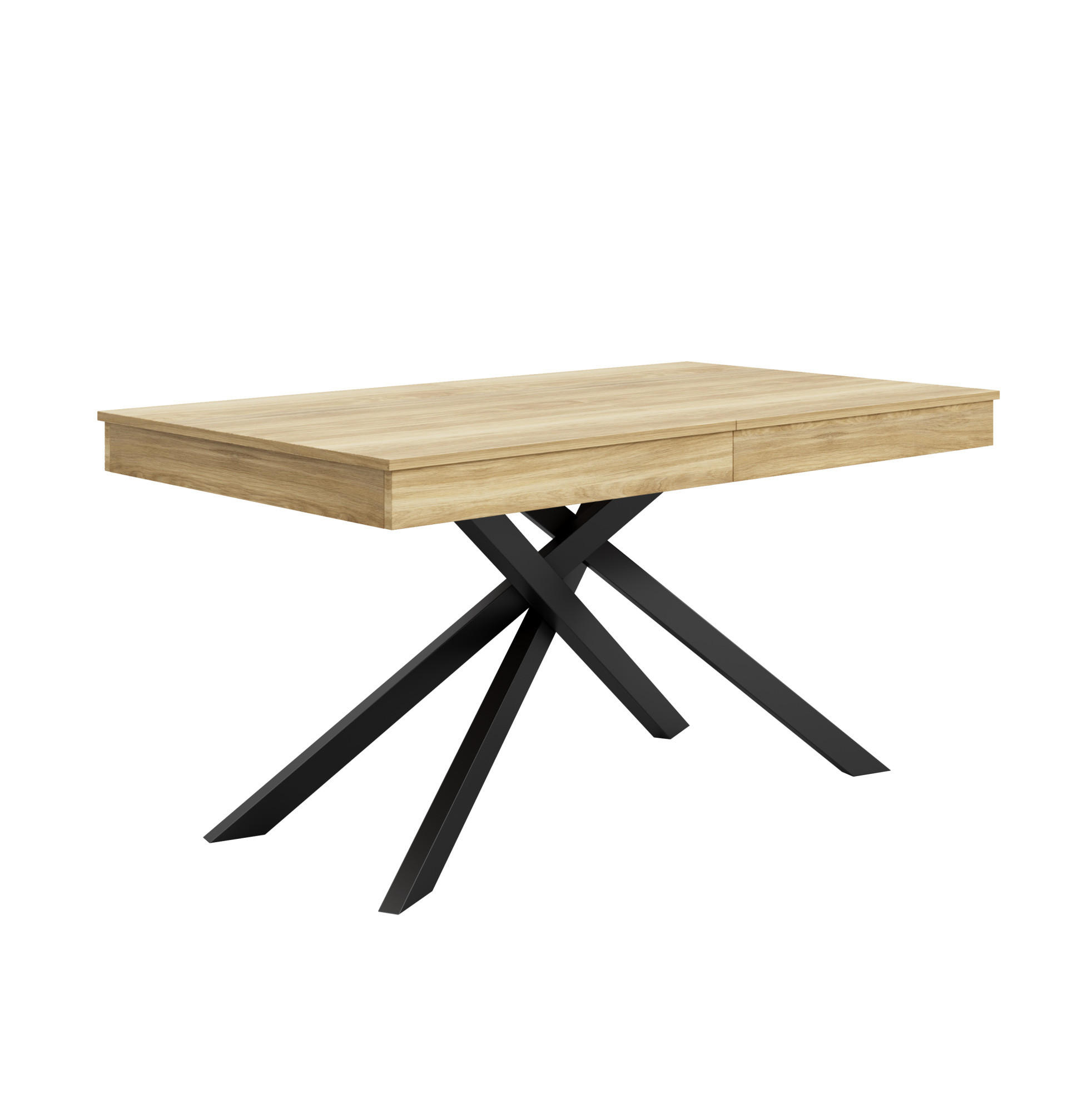 RAZVLAČNI blagovaonski stol 140–180/80 cm za 6–8 osoba, MDF ploča i križne metalne noge, Hrast - boje hrasta, drvni materijal (180/80/76cm) - Redom