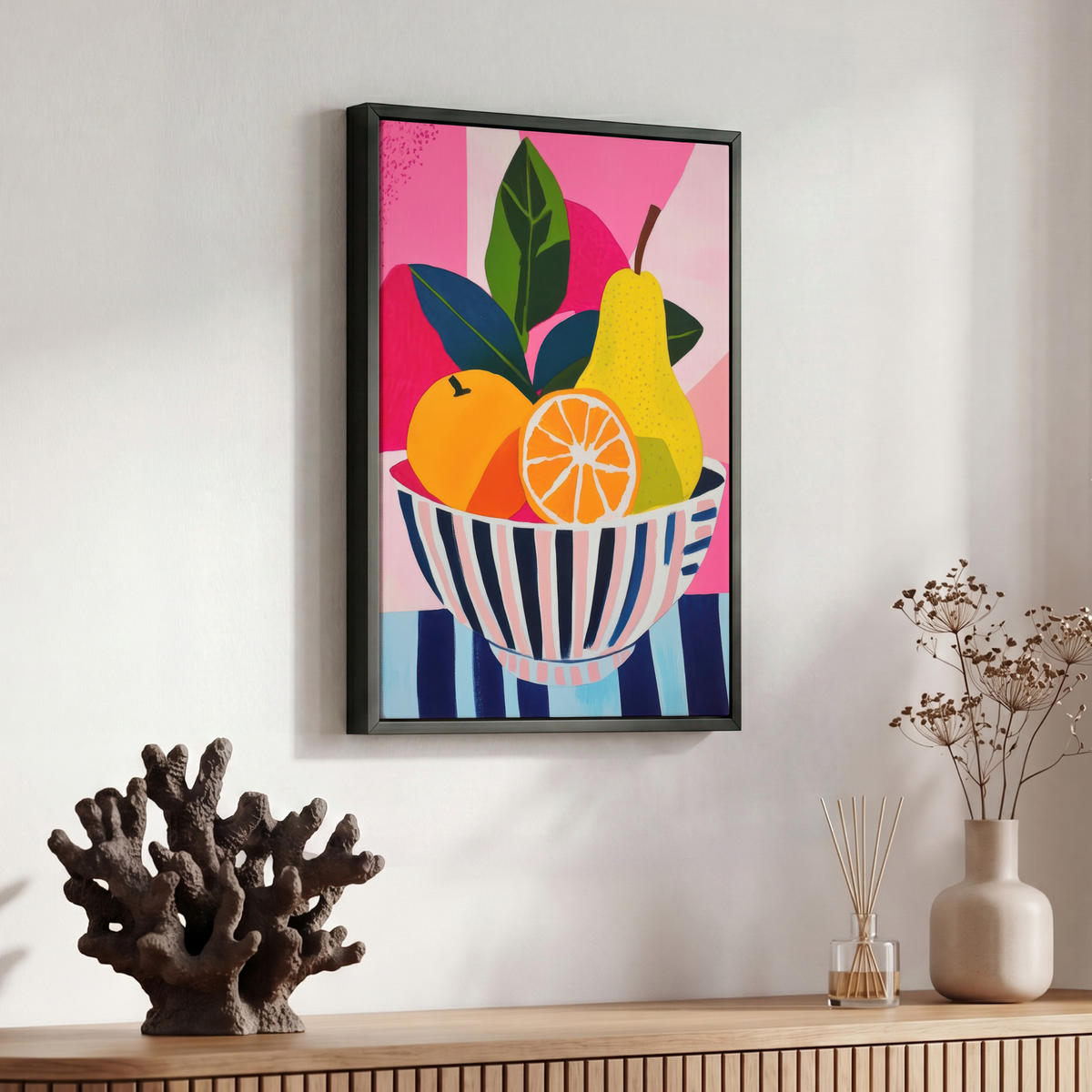 LEINWAND Bilder mit Rahmen - Obst - Abstrakter Hintergrund - Rosa - 30x40 - Pink, Textil (30/40cm) - MuchoWow