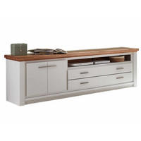 TV-LOWBOARD weiß Olbia Wildeiche 202/45/67 cm - Weiß/Braun, Holz (202/67/45cm) - Casamia Massive Möbel