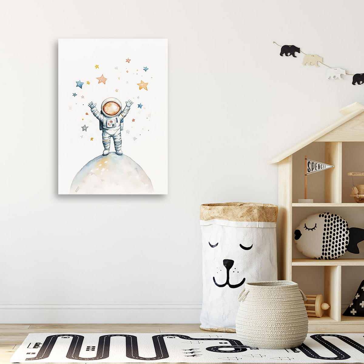 LEINWANDBILD für Kinderzimmer Boho Sternastronaut - Multicolor, Textil (70/100cm) - Feeby