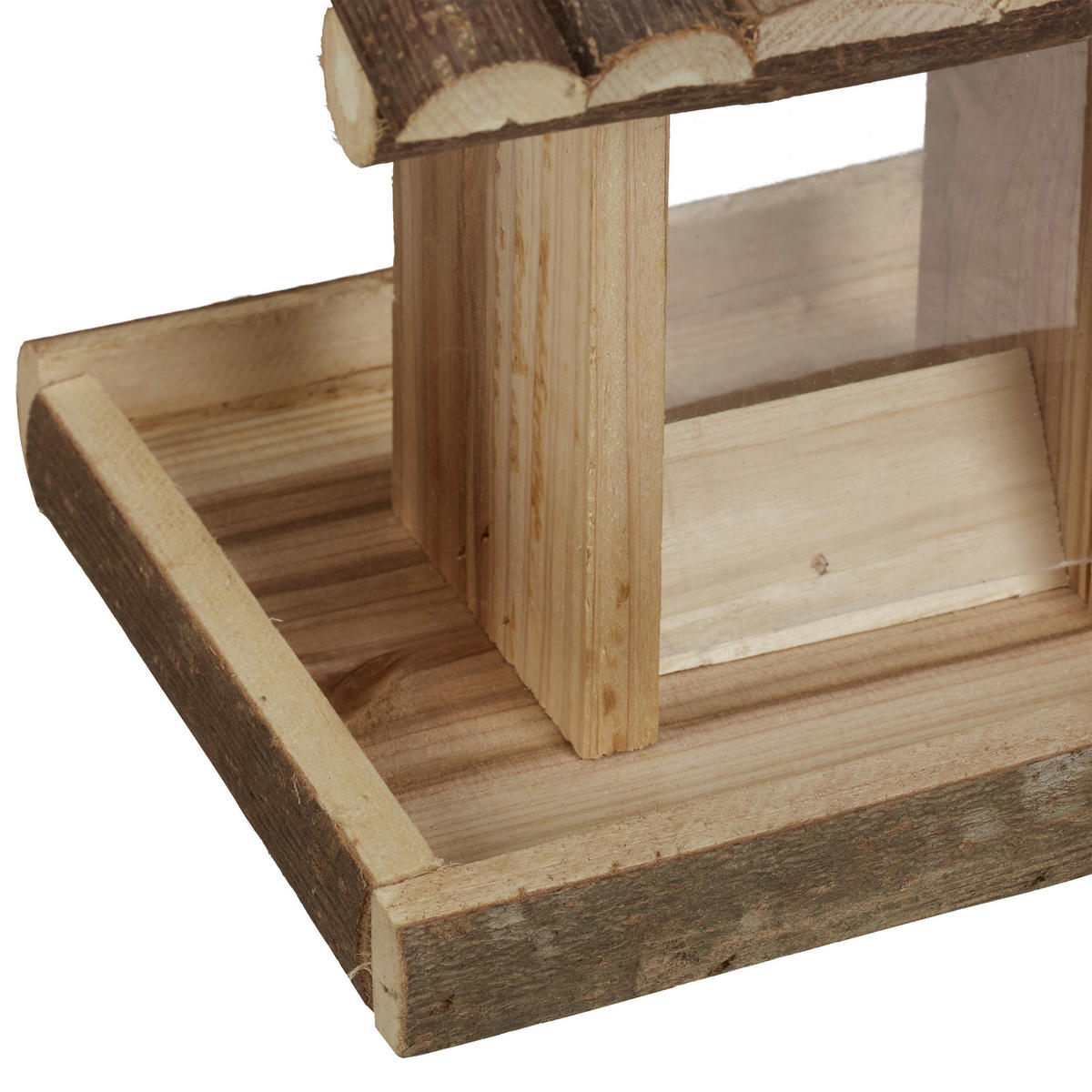 VOGELFUTTERHAUS - Hellbraun, Holz/Kunststoff (17.5/25/16cm) - Relaxdays