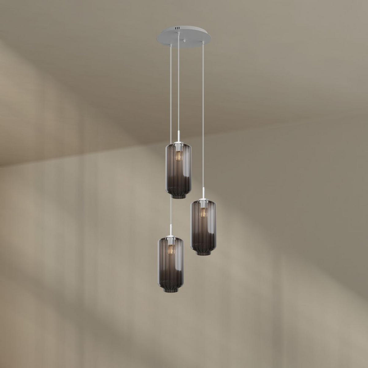 GALERIELEUCHTE Velo 3-flammig Rauch Ø 18cm - Anthrazit/Weiß, Glas (18/18/33cm) - s.luce