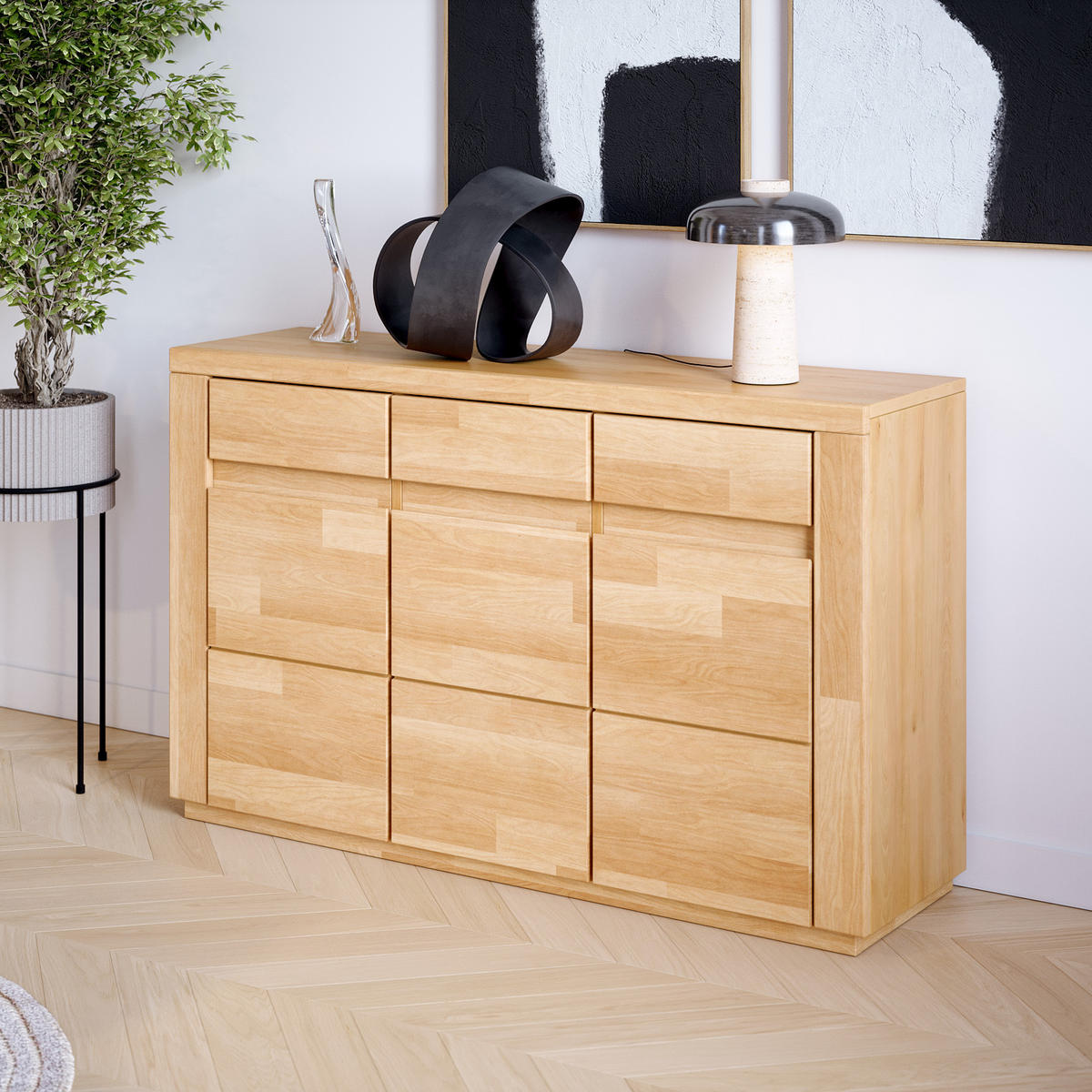 KOMMODE Viborg - Buchefarben, Holz (35/80/127cm) - kiki design
