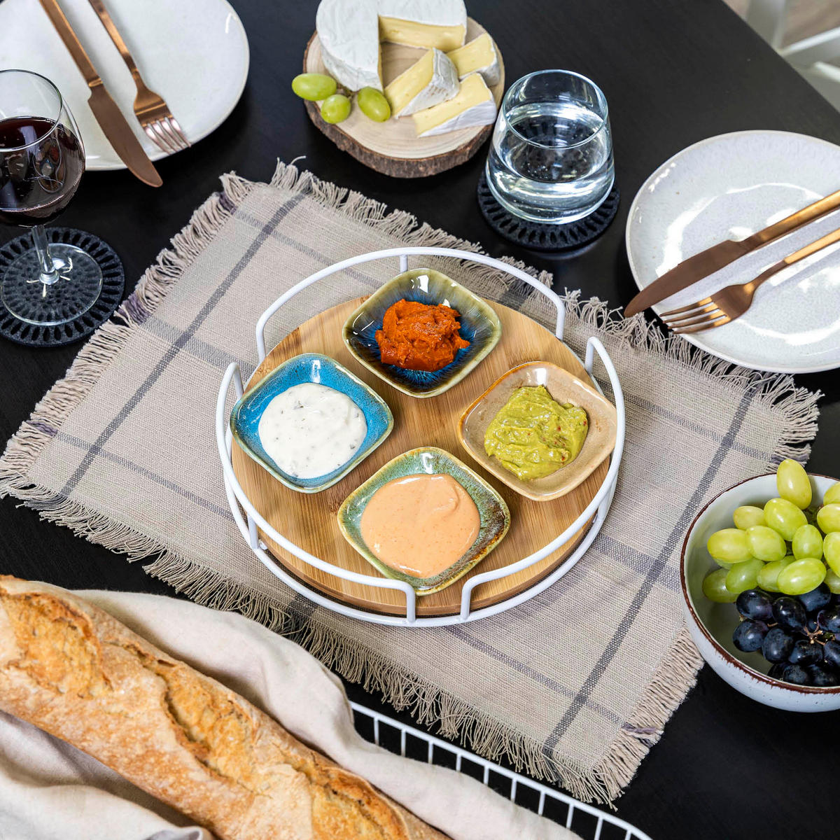 DREHTELLER Bambus/Metall weiß - Weiß, Metall (25/6/25cm) - eluno