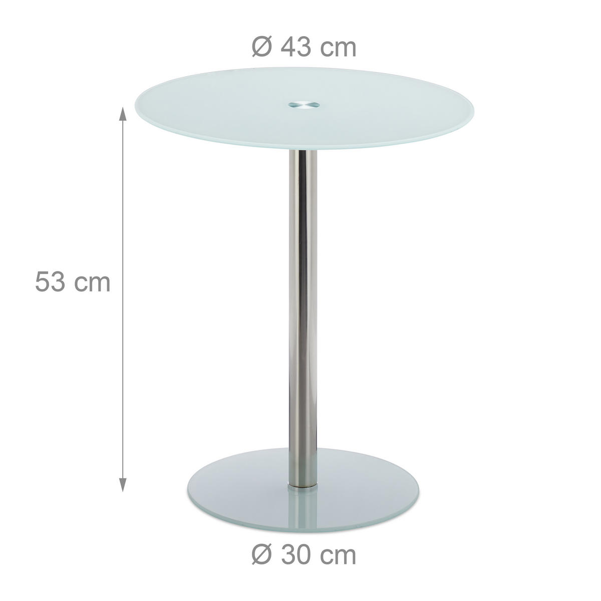 BEISTELLTISCH - Weiß, Glas/Metall (43/43/53cm) - Relaxdays