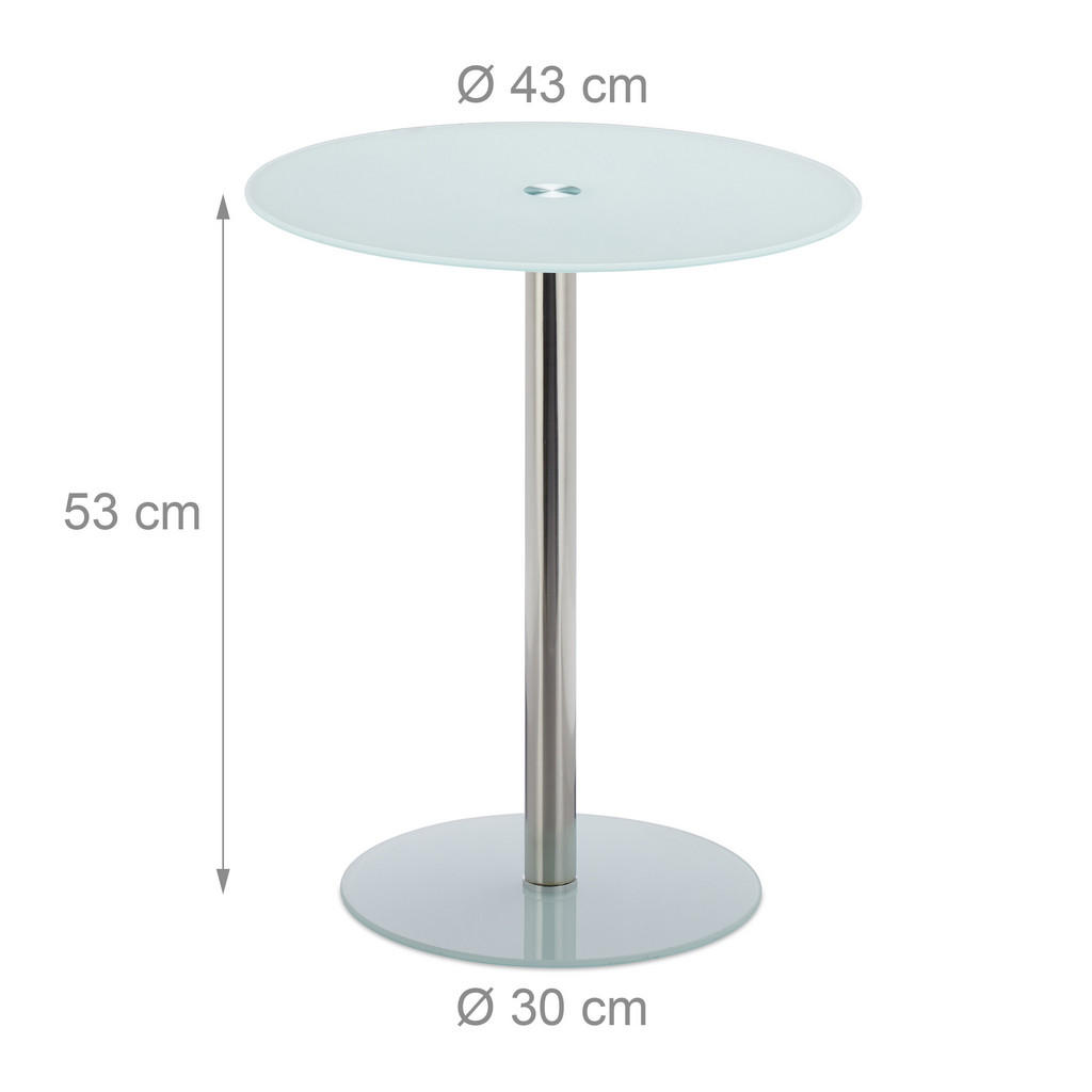 Thumbnail - Relaxdays Beistelltisch, Weiß, Glas, Metall, 43x53x43 cm, Wohnzimmer, Wohnzimmertische, Beistelltische