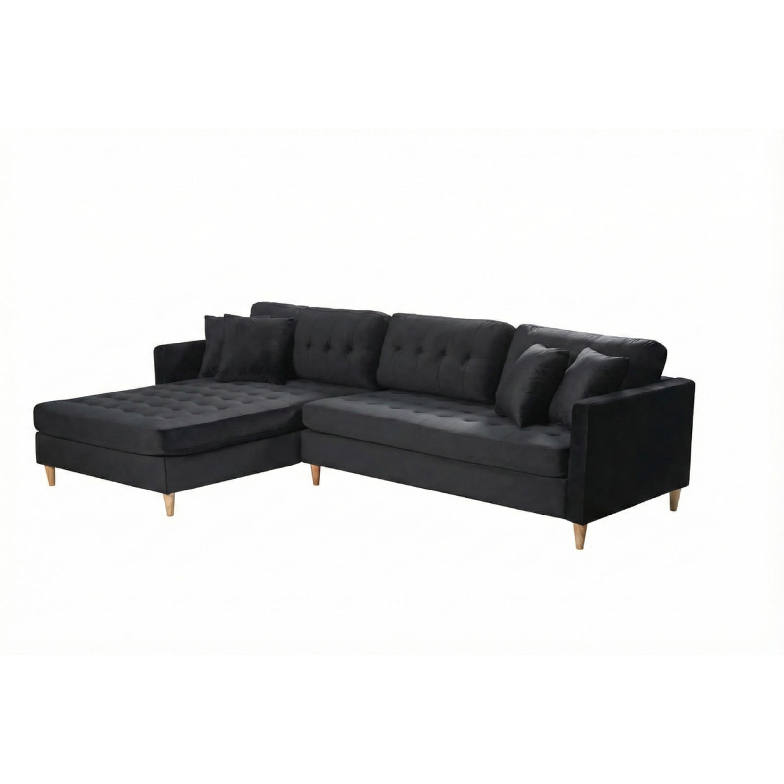 ECKSOFA Velours schwarz - Schwarz, Textil (290/177cm) - ebuy24