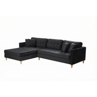ECKSOFA Velours schwarz - Schwarz, Textil (290/177cm) - ebuy24