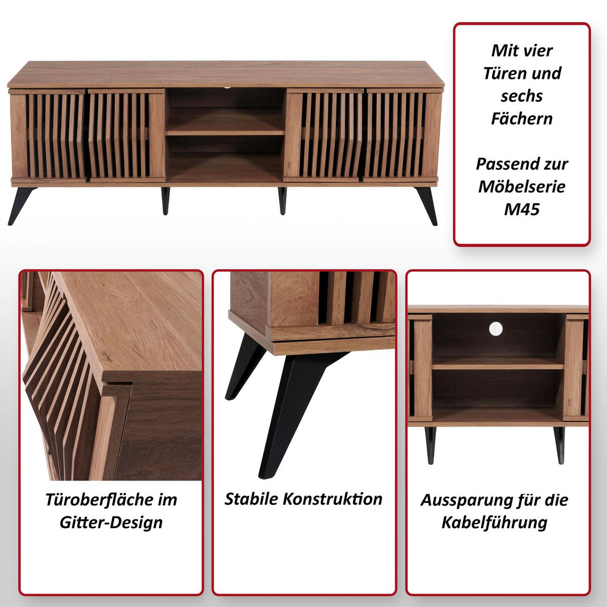 TV-RACK Braun - Braun, Holz (166/55/41cm) - MCW