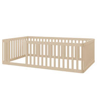 BODENBETT 90/200 cm DE-03458, mit Zaun, in Natur - Creme, Holz (90/200cm) - ComfortXL