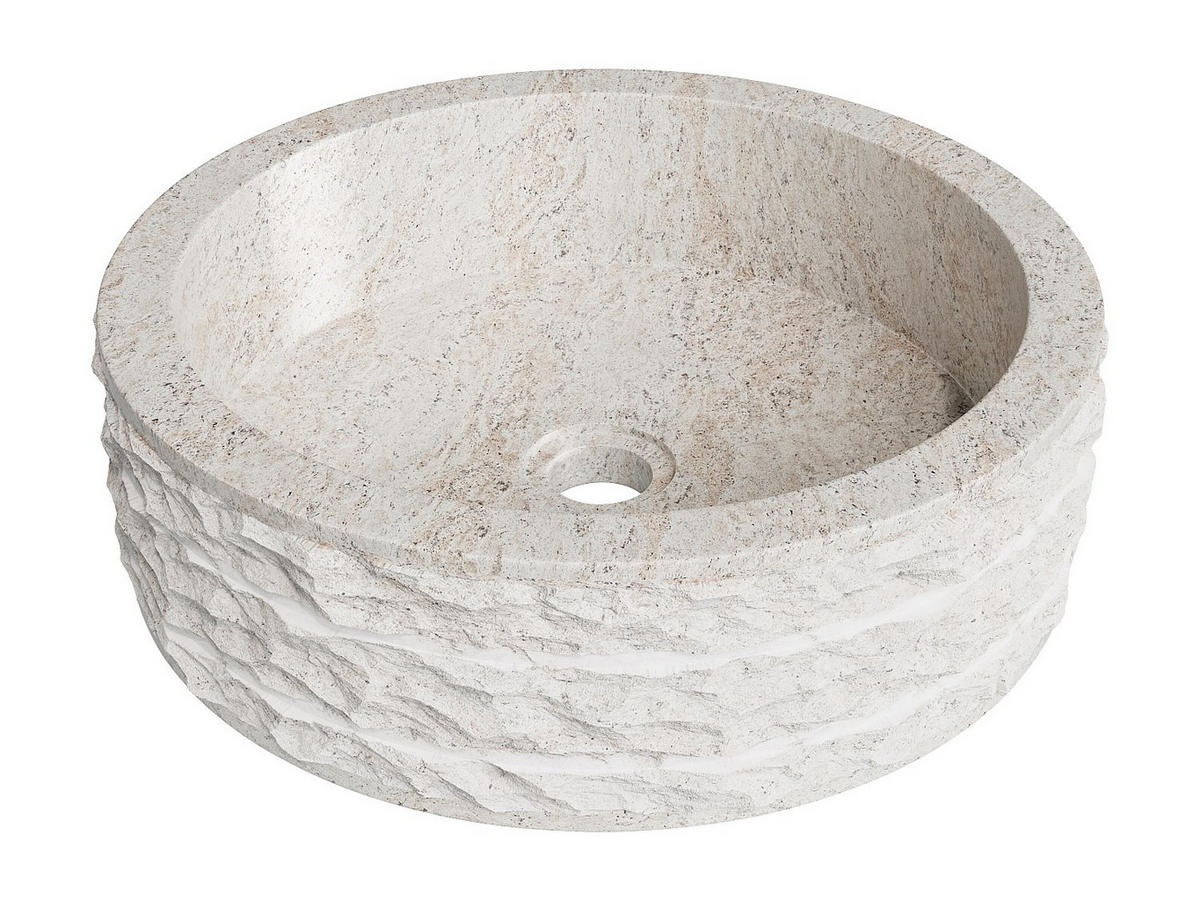 AUFSATZWASCHBECKEN aus Marmor - Cremefarben - 40 cm - CIRILA - Creme, Stein (40/12/40cm) - Vente-Unique