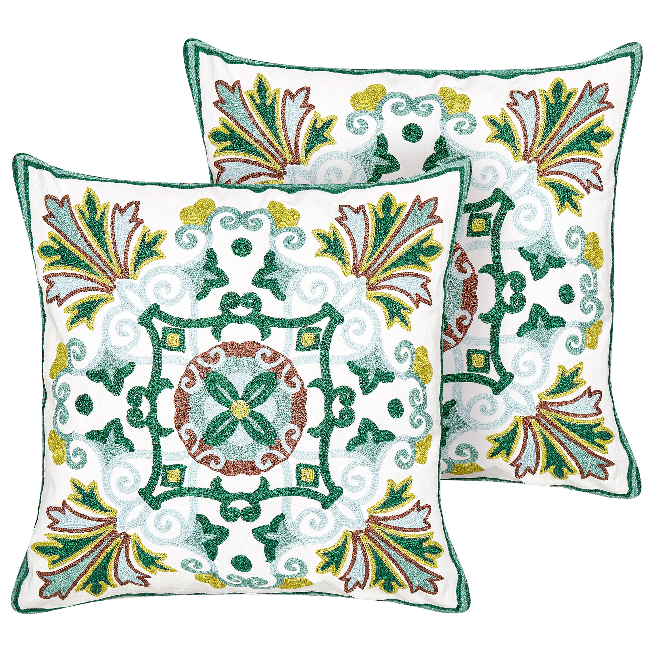 DEKOKISSEN 2er-Set Grün 45/45 cm Elanite - Grün, Textil (45/45cm) - Beliani