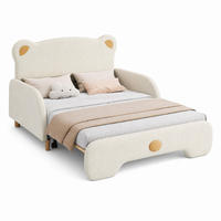 BETT in Bärenform mit Ausziehbett 140x200 cm Samt Beige - Beige, Holz (140/200cm) - Meubliv