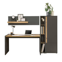 SCHREIBTISCHKOMBINATION 4-teilig grau matt, Eiche Wotan 213 cm, Büromöbel Set mit viel Stauraum - Eichefarben/Eiche Wotan, Holz/Holzwerkstoff (62/213/155cm) - Furn.Design