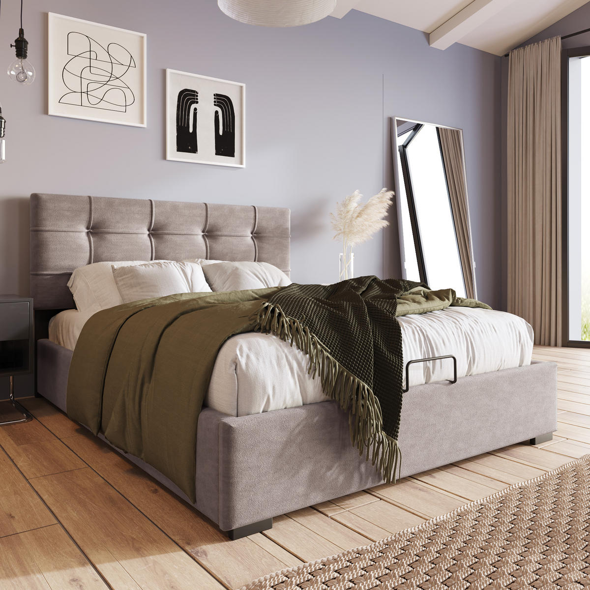 STAURAUMBETT Grau 200/90 cm - Grau, Metall (90/200cm) - Urban Meuble
