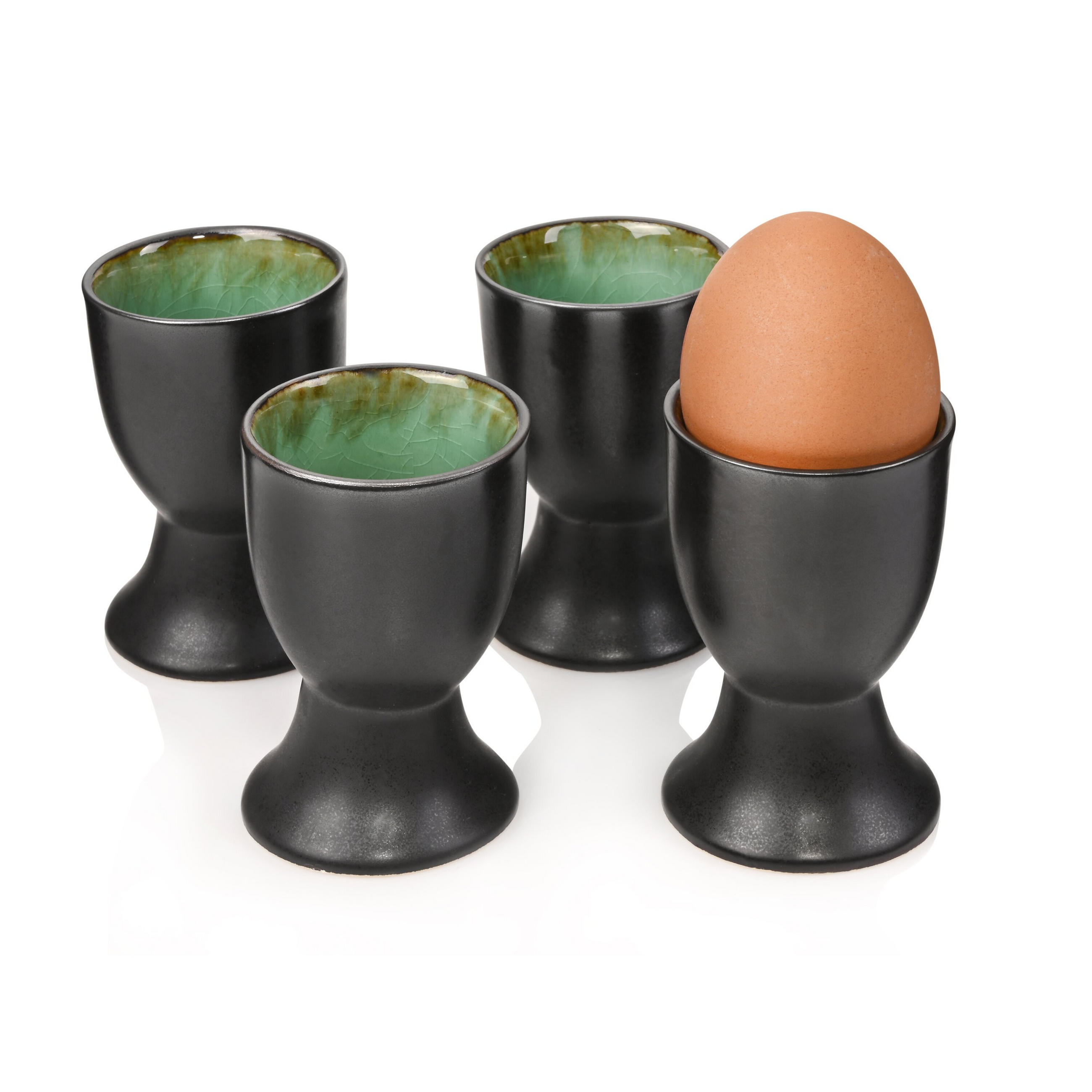 EIERBECHER SET PALM BEACH - 4 teilig aus Steingut - Grün, Keramik (13/23.5/6.5cm) - Sänger