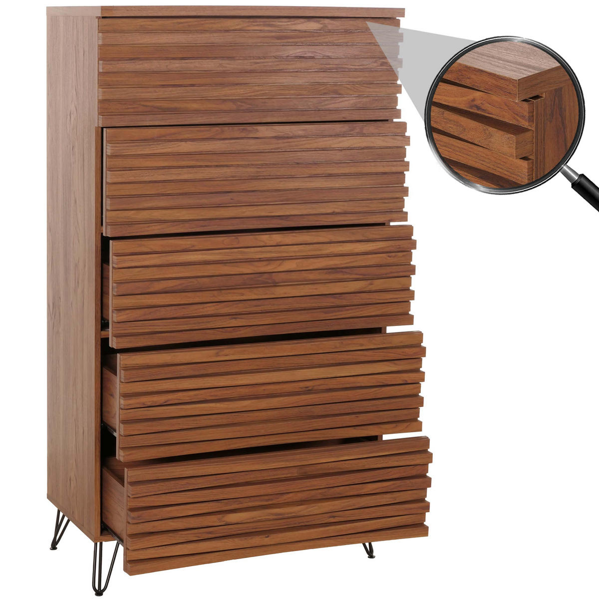 KOMMODE Walnuss Dekor - Walnussfarben, Holzwerkstoff (80/145/44cm) - MCW