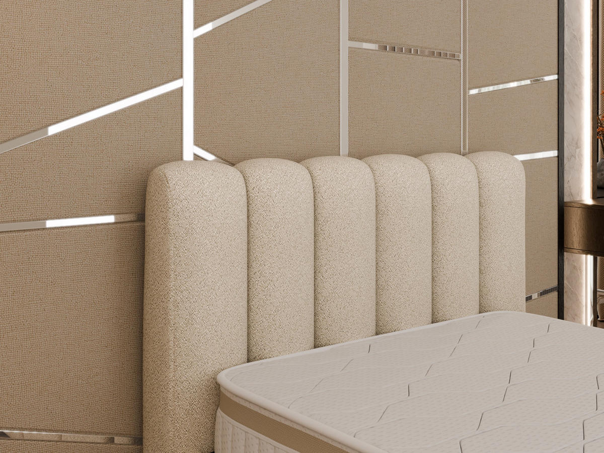 POLSTERBETT Zaira 120x200cm – Elegantes Polsterbett für modernen Wohnstil , ZONIERTE TASCHENFEDERN KOKOS (21cm), beige - Beige, Holz (120/200cm) - Panda Möbel