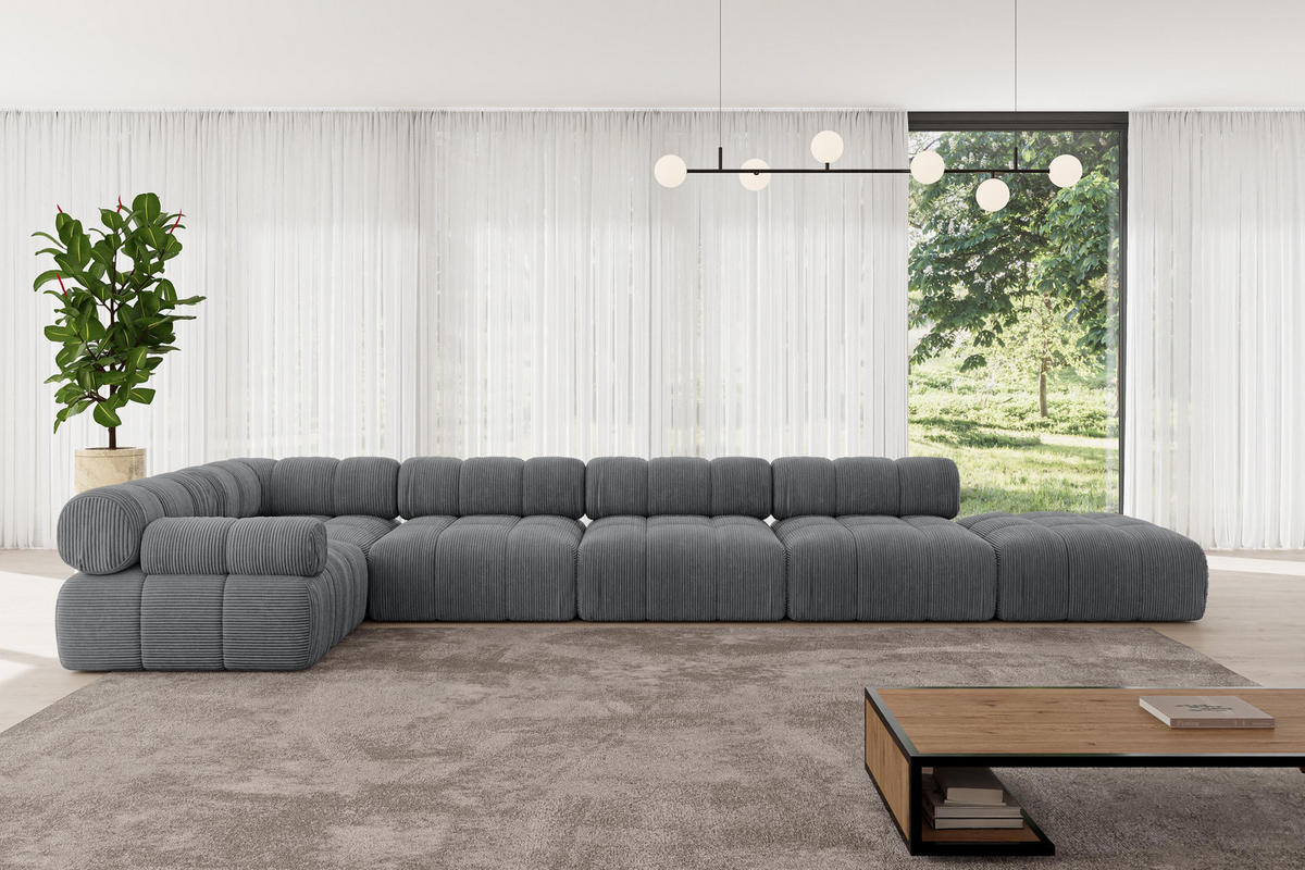 ECKSOFA modulares Sofa Felto-L3 - 475x190x70 cm Dunkelgrau Cord - Dunkelgrau, Holzwerkstoff/Textil (475/190cm) - ALTDECOR