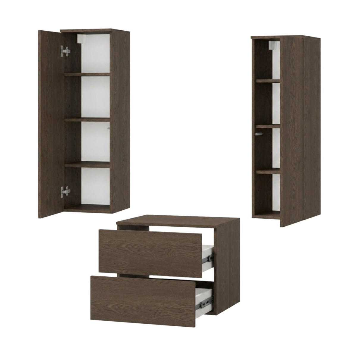 BADMÖBEL-SET Color Baltic Storm 3-Teilig (2S 60 + 1D 100 X2) - Walnussfarben, Holzwerkstoff (120/160/45cm) - mzm24