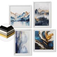 WANDBILDER 4er-Set - 50x50 cm & 40x60 cm Weißer Rahmen - Blaue Berglandschaften - Weiß, Kunststoff (50/50cm) - ArtPrintCave