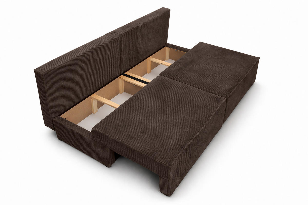 SOFA Mit Schlaffunktion Und Bettkasten, Cordstoff Poso, Braun, BEST MINI - Braun, Holz (200/83/98cm) - Kaiser Möbel