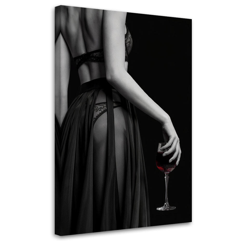 LEINWANDBILD Schöne Frau in Unterwäsche 80x120cm - Schwarz, Textil (80/120cm) - Feeby