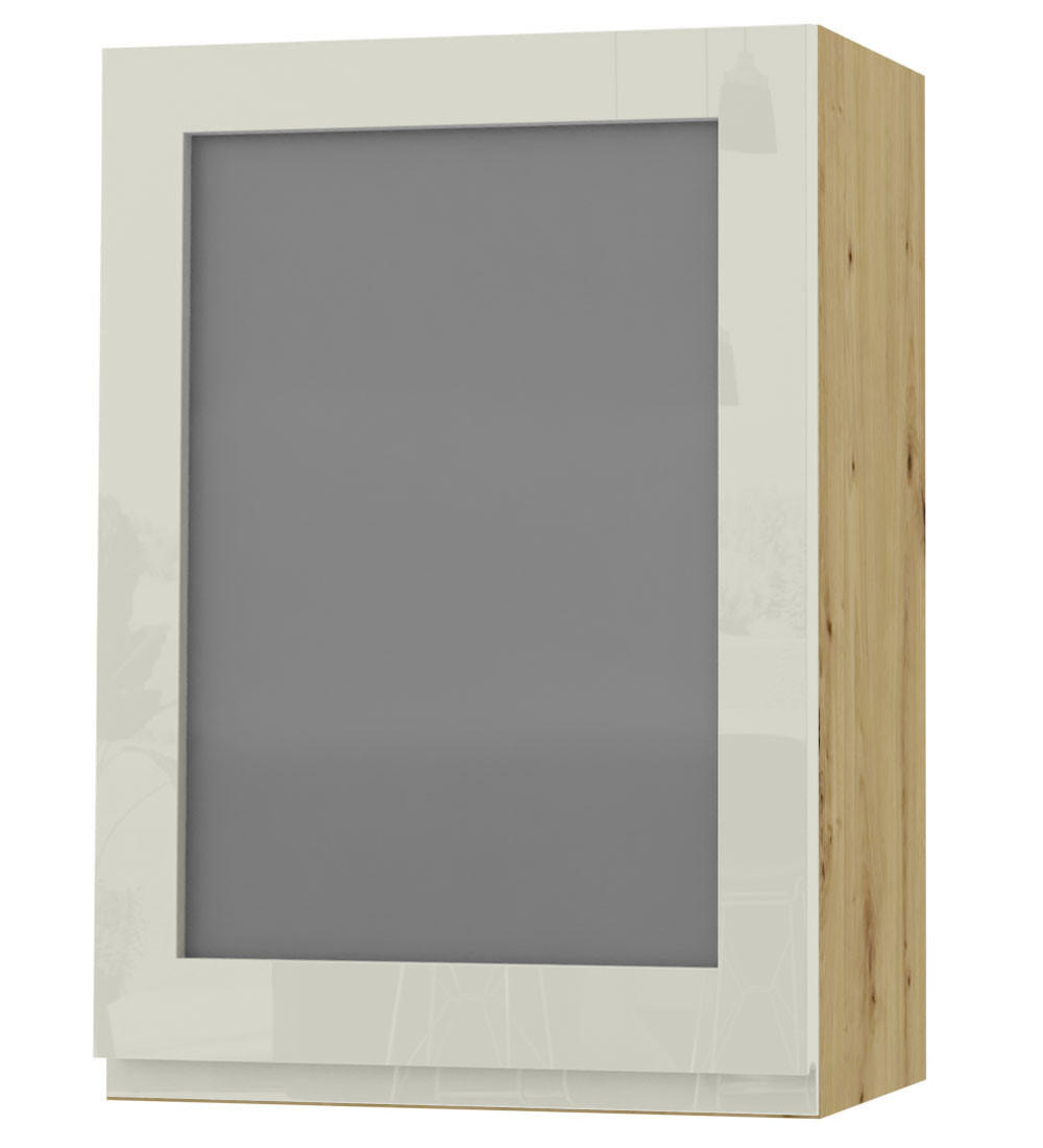 HÄNGESCHRANK Florence W2S/50 Eiche Artisan / RAL 1013 perlweiß HG 50 / 32,5 / 72cm - Türanschlag links - Weiß Hochglanz/Eiche Artisan, Holz/Holzwerkstoff (50/72/32.5cm) - Feldmann-Wohnen