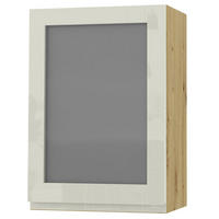 HÄNGESCHRANK Florence W2S/50 Eiche Artisan / RAL 1013 perlweiß HG 50 / 32,5 / 72cm - Türanschlag links - Weiß Hochglanz/Eiche Artisan, Holz/Holzwerkstoff (50/72/32.5cm) - Feldmann-Wohnen