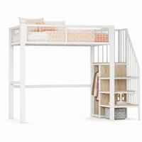 HOCHBETT 90/200 mit Leiter, Regal und Kleiderschrank in Weiß - Weiß, Holz/Metall (90/200cm) - EVRYAE