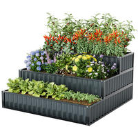 HOCHBEET Schwarz - Schwarz, Metall (118/61/118cm) - COSTWAY