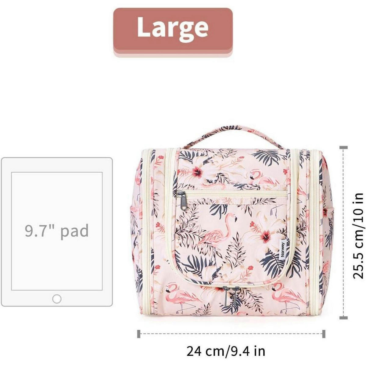 KULTURBEUTEL mit Haken zum Aufhängen, Beige Flamingo, Groß - Multicolor, Textil (5/1/5cm)