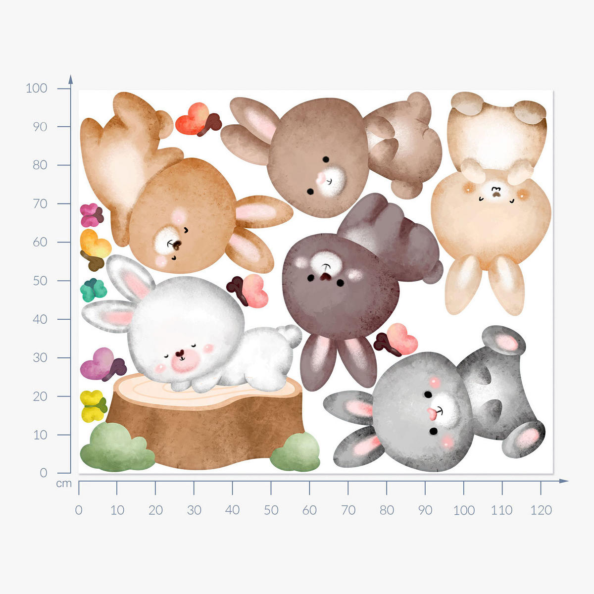 WANDAUFKLEBER 100x124cm - Waldhasen - Multicolor, Kunststoff (100/124/0.1cm) - Wallfluent