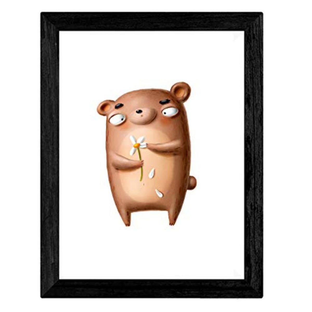 POSTER Set mit 4 Bärenblättern A3 Schwarzer Rahmen - Schwarz, Papier (29.7/3cm) - Nacnic