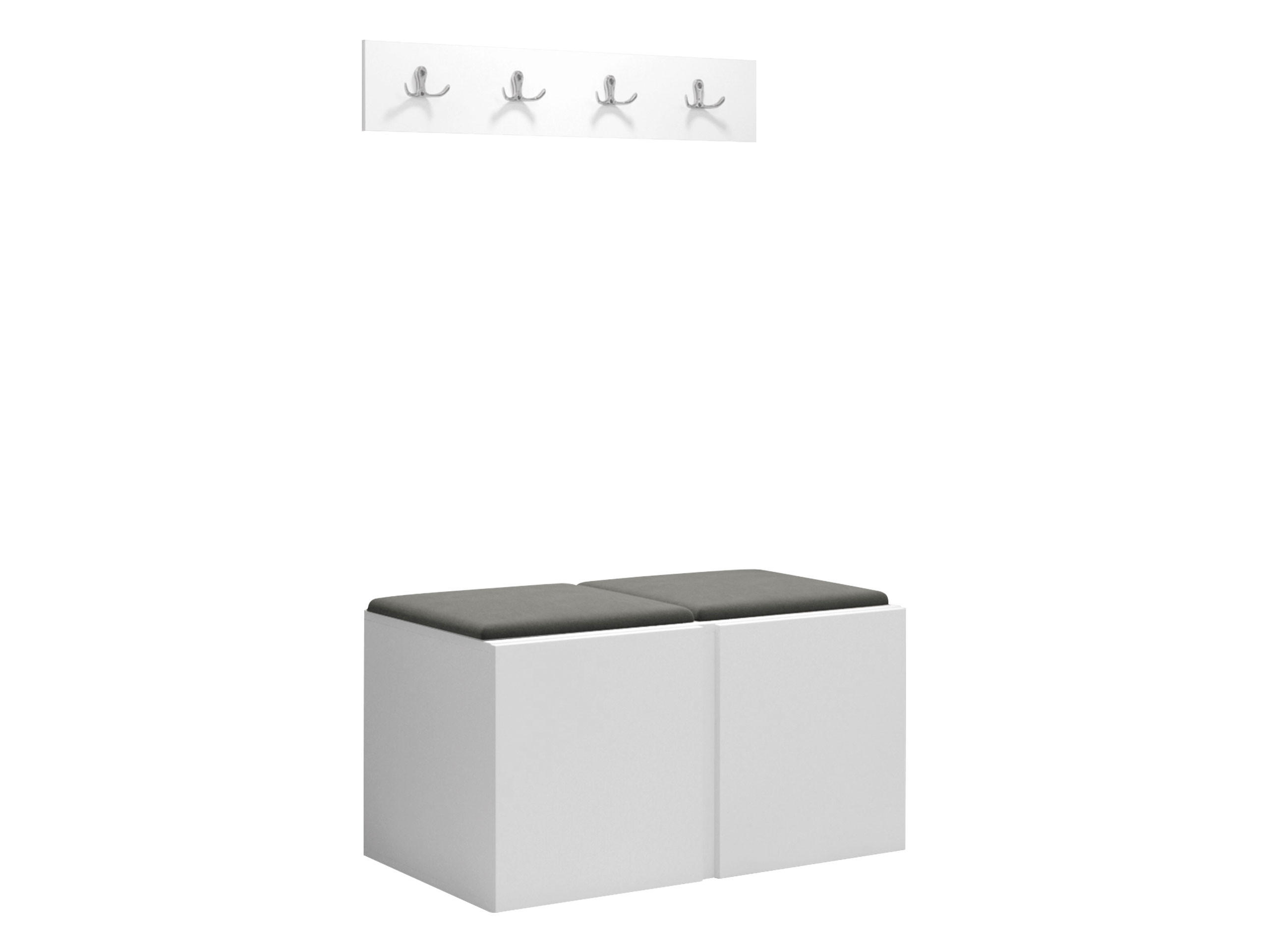 GARDEROBEN-SET Orion VI - Weiß/Grau, Holzwerkstoff/Kunststoff (84/42/46cm) - MIRJAN24