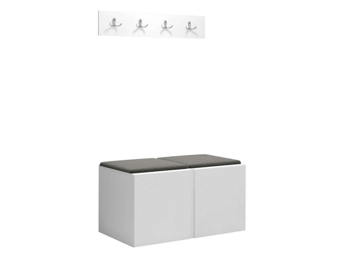 GARDEROBEN-SET Orion VI - Weiß/Grau, Holzwerkstoff/Kunststoff (84/42/46cm) - MIRJAN24