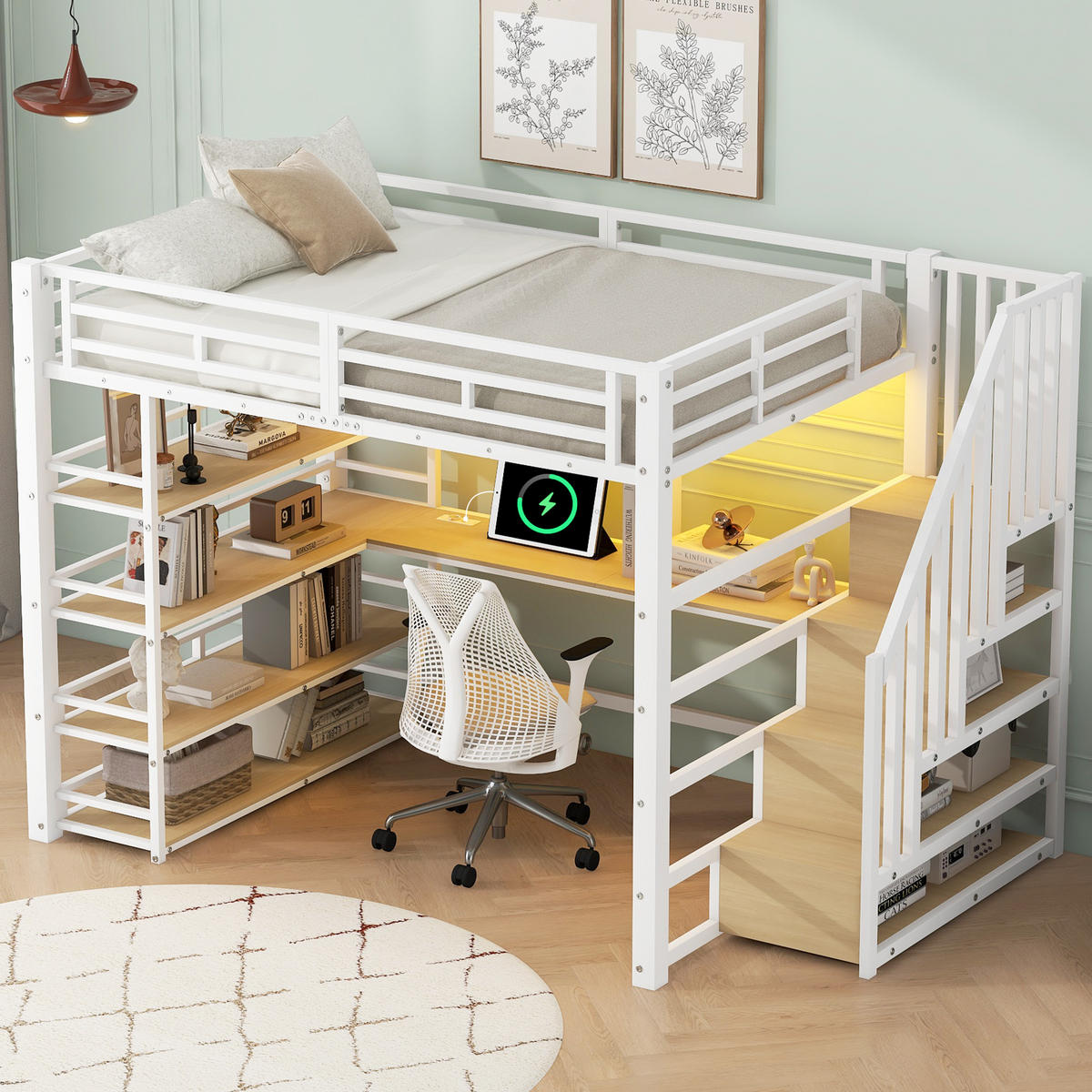 HOCHBETT Metall 140/200 cm Weiß - Weiß, Holzwerkstoff/Metall - Raumix