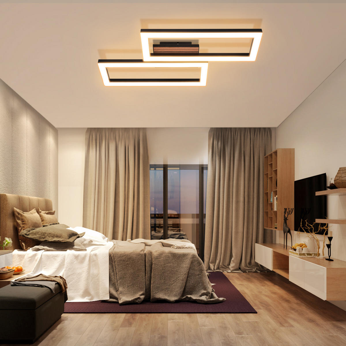 LED Deckenleuchte 27/50/6cm - Schwarz, Metall (50/27/6cm) - Nettlife