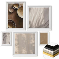 WANDBILDER 5er-Set - 50x50 cm & 20x30 cm & 40x60 cm Weißer Rahmen - Strukturen, Texturen, Minimalismus - Weiß, Kunststoff (40/60cm) - ArtPrintCave